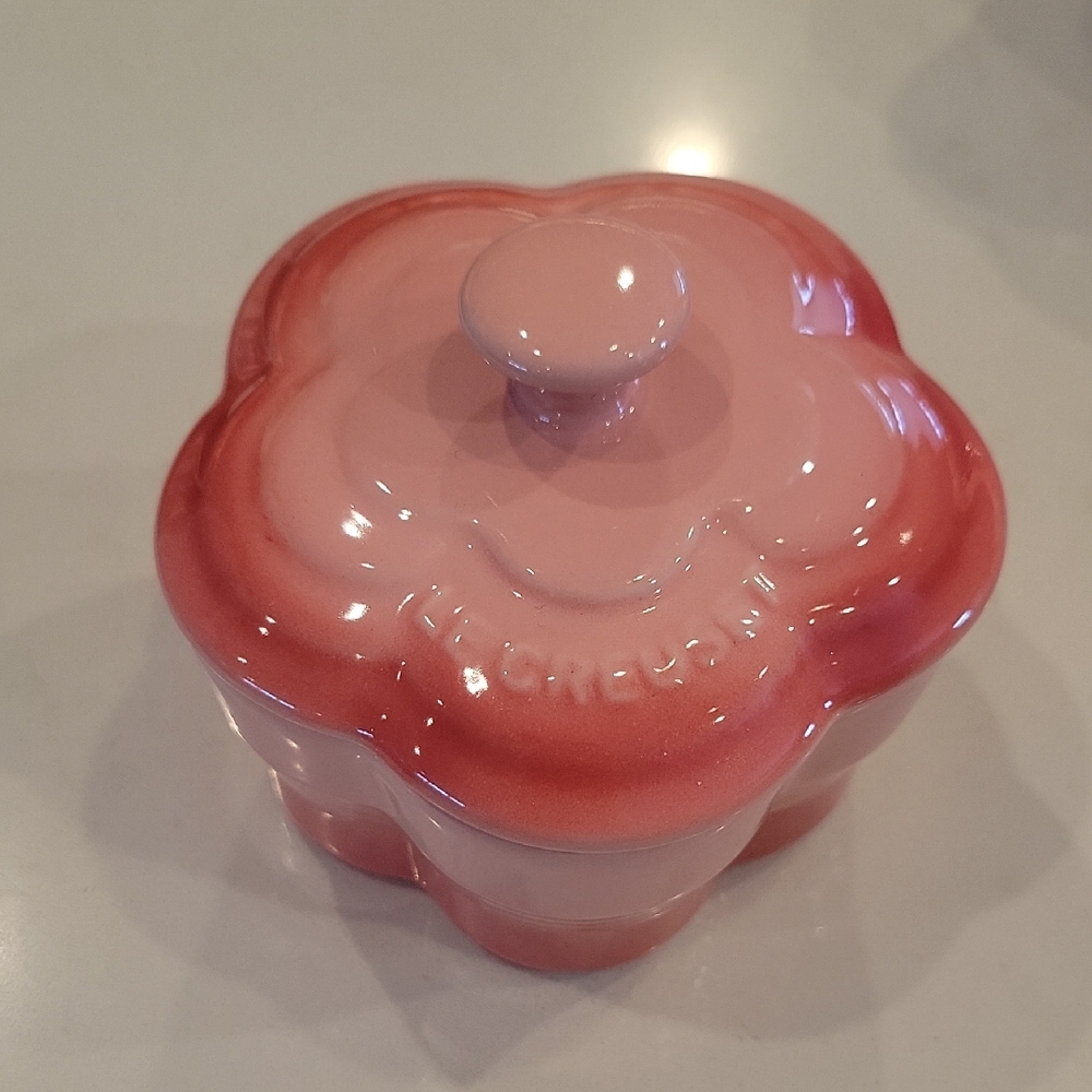 Le Creuset Salmon Pink Flower Cocotte